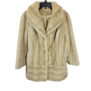 VTG Tissavel Beige Faux Mink Fur Mob Wife Beige Winter Coat Size 40" Chest (M)